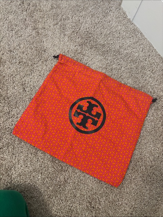 Tory Burch Other - Tory Burch Orange and Black Logo Drawstring Pouch